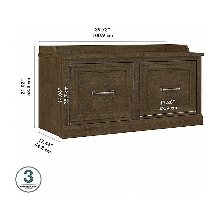 Kathy Ireland® Home By Bush Furniture Woodland Shoe Storage Bench With Doors, 40", Ash Brown (WDS140ABR-03) 7 Kathy Ireland® Home By Bush Furniture Woodland Shoe Storage Bench With Doors, 40", Ash Brown (WDS140ABR-03) - Image 5