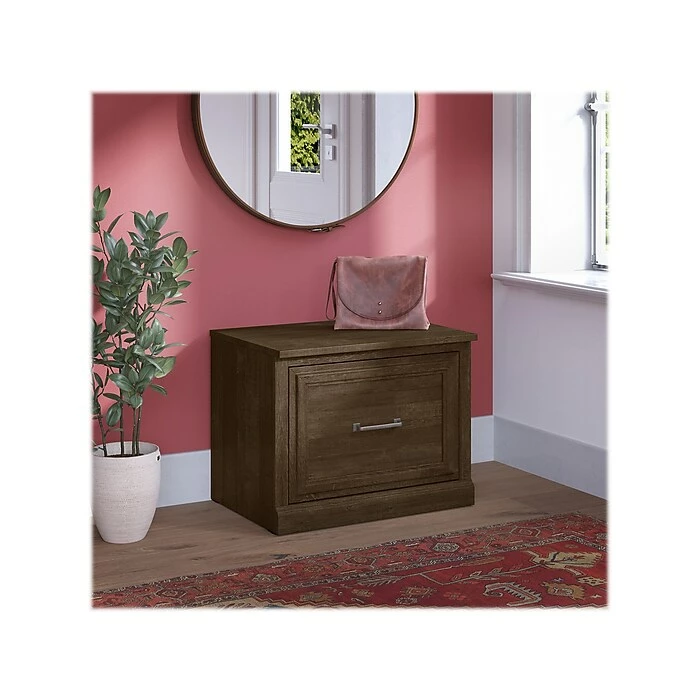 Kathy Ireland® Home By Bush Furniture Woodland Small Shoe Bench With Drawer, 24", Ash Brown (WDS124ABR-03) 4 Kathy Ireland® Home By Bush Furniture Woodland Small Shoe Bench With Drawer, 24", Ash Brown (WDS124ABR-03) - Image 2