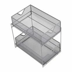 Mind Reader 2 Tier Metal Mesh Storage Baskets, Silver (CABASK2T-SIL) 14 Mind Reader 2 Tier Metal Mesh Storage Baskets, Silver (CABASK2T-SIL) -ORGANIZTIONAL STORAGE Sales unnamed file 171