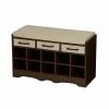 Household Essentials 10 Pocket Shoe Cubby Entryway Storage Bench Seat, Dark Brown Mahogany (8018-1) -ORGANIZTIONAL STORAGE Sales unnamed file 1717