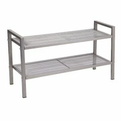 Household Essentials 2-Tier Mesh Shoe Rack, Nickel (2158-1)