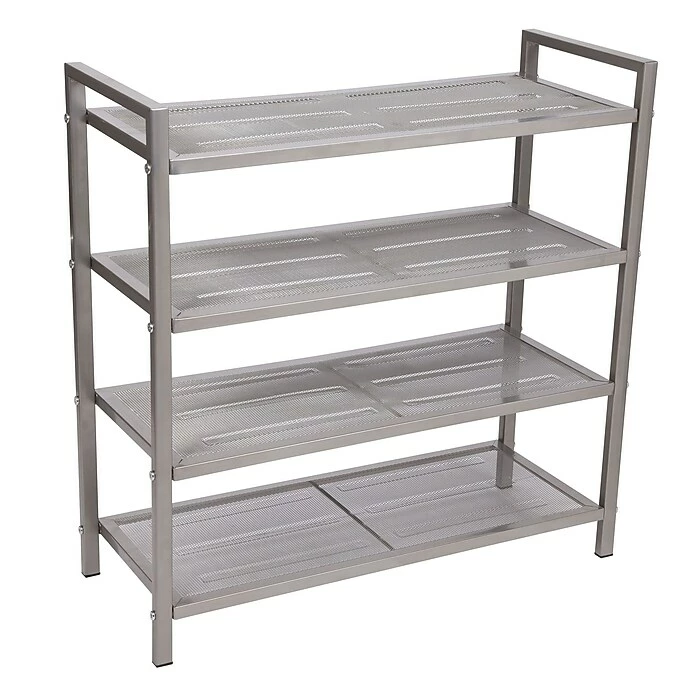 Household Essentials 4-Tier Mesh Shoe Rack, Nickel (2159-1) 3 Household Essentials 4-Tier Mesh Shoe Rack, Nickel (2159-1)