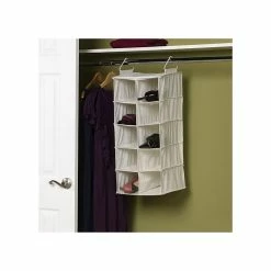 Household Essentials Hanging Double Shoe Organizer With 10 Pockets, Natural (311344) -ORGANIZTIONAL STORAGE Sales unnamed file 1739