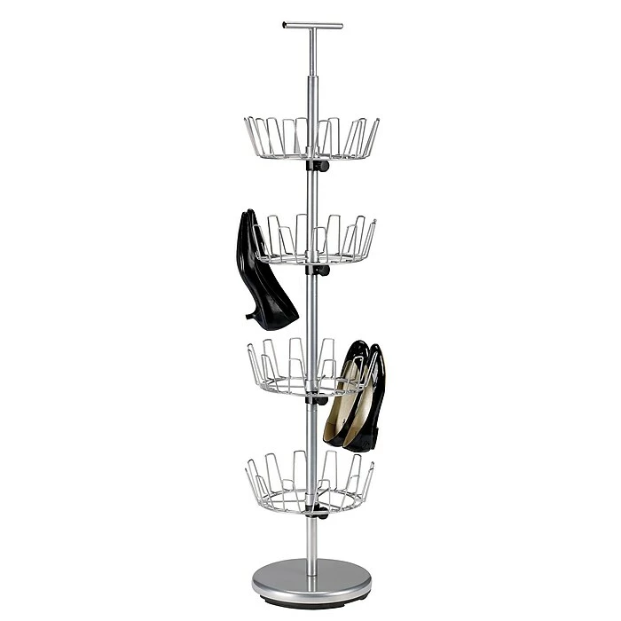 Household Essentials 4-Tier Revolving Shoe Tree, Satin Silver (2135) 4 Household Essentials 4-Tier Revolving Shoe Tree, Satin Silver (2135) - Image 2