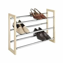 Whitmor 21 Pairs Capacity Stackable Expandable Shoe Rack, Silver