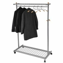 Alba Mobile Garment Rack, Chrome/Mahogany (PMLUX6)