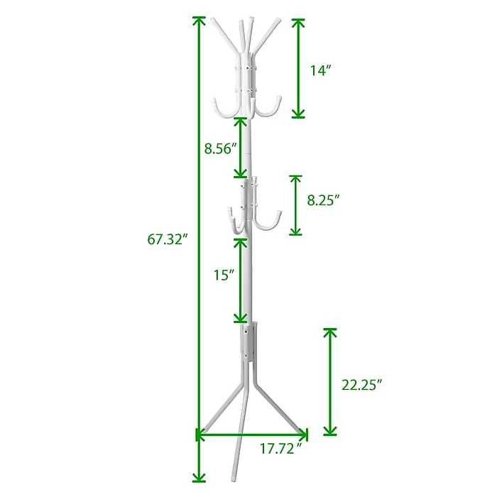 Mind Reader Standing Metal 11 Hook Coat Rack, White (COATRACK11-WHT) 9 Mind Reader Standing Metal 11 Hook Coat Rack, White (COATRACK11-WHT) - Image 7