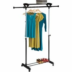 Honey-Can-Do Top Shelf Mobile Garment Rack, Silver & Black (GAR-09339)