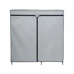Honey-Can-Do 63" X 60" Portable Wardrobe Closet With Cover, Gray/Black Steel/Polyester (WRD-09198)