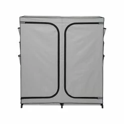 Honey-Can-Do 64" X 60" Portable Wardrobe Closet With Side Pockets, Gray/Black Steel/Polyester (WRD-09197)