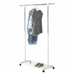Whitmor Deluxe Adjustable Garment Rack, White/Chrome (60245908BB)