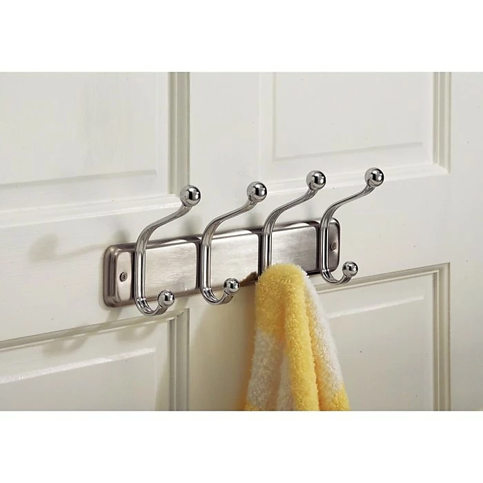 InterDesign York Lyra Wall Mount Entryway Storage Rack, 4 Hooks, Chrome (54170) 4 InterDesign York Lyra Wall Mount Entryway Storage Rack, 4 Hooks, Chrome (54170) - Image 2