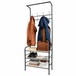 Mind Reader Metal Coat & Shoe Rack, Black (CSRACK-BLK)