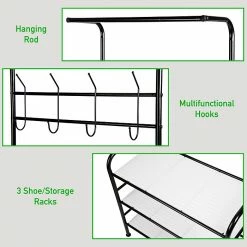 Mind Reader Metal Coat & Shoe Rack, Black (CSRACK-BLK) -ORGANIZTIONAL STORAGE Sales unnamed file 1901