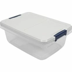 Hefty 15 Qt. Latch Lid Storage Bins, Clear/White, 8/Pack (7101)