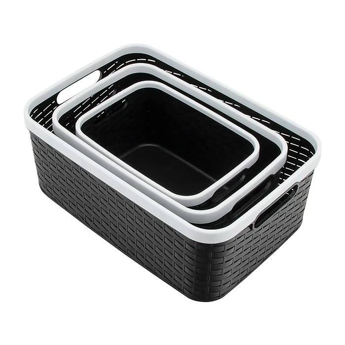 Advantus Nantucket Weave Bins, Black/White, 3/Pack (39220) 3 Advantus Nantucket Weave Bins, Black/White, 3/Pack (39220)