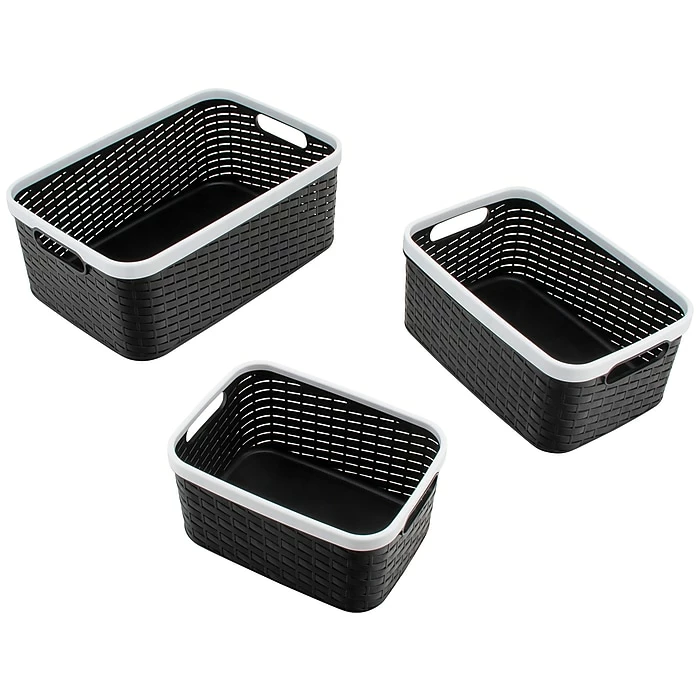 Advantus Nantucket Weave Bins, Black/White, 3/Pack (39220) 4 Advantus Nantucket Weave Bins, Black/White, 3/Pack (39220) - Image 2