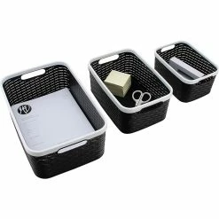 Advantus Nantucket Weave Bins, Black/White, 3/Pack (39220) 12 Advantus Nantucket Weave Bins, Black/White, 3/Pack (39220) -ORGANIZTIONAL STORAGE Sales unnamed file 219