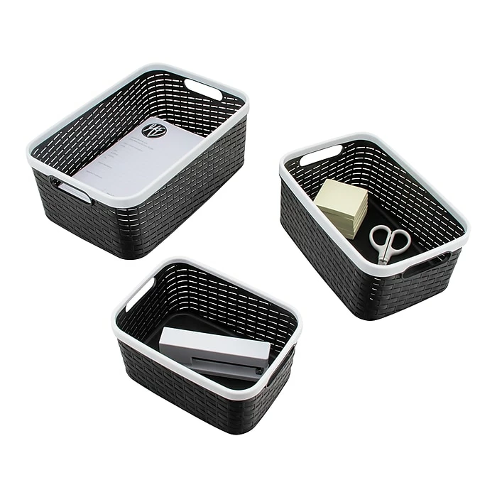 Advantus Nantucket Weave Bins, Black/White, 3/Pack (39220) 7 Advantus Nantucket Weave Bins, Black/White, 3/Pack (39220) - Image 5