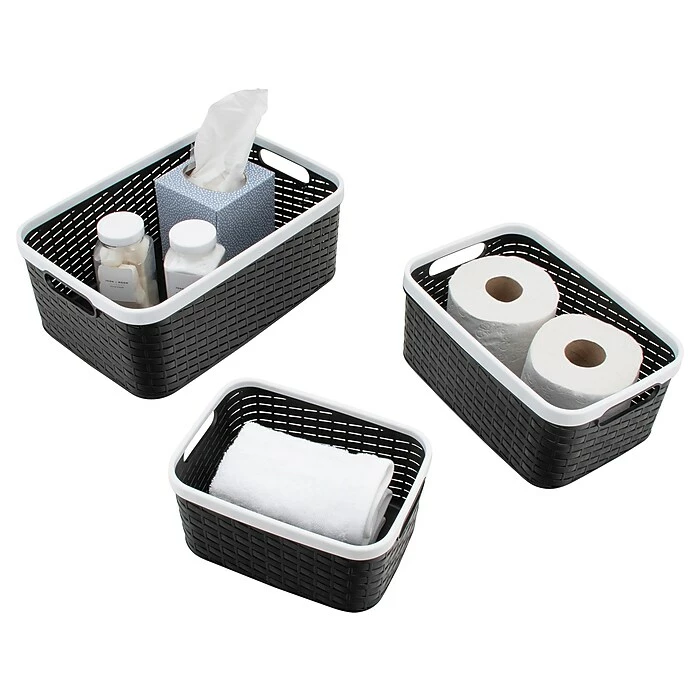 Advantus Nantucket Weave Bins, Black/White, 3/Pack (39220) 9 Advantus Nantucket Weave Bins, Black/White, 3/Pack (39220) - Image 7