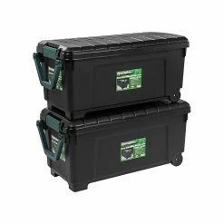 Remington 169 Qt. Latch Lid Storage Totes, Black, 2/Carton (296003)