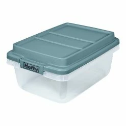 Hefty Hi-Rise 18 Qt. Lift Off Lid Storage Tote, Gray/Clear, 8/Pack (HFT-7160010665666-8)