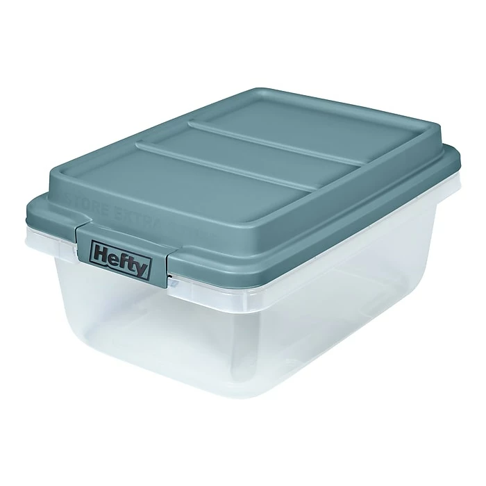 Hefty Hi-Rise 18 Qt. Lift Off Lid Storage Tote, Gray/Clear, 8/Pack (HFT-7160010665666-8) 3 Hefty Hi-Rise 18 Qt. Lift Off Lid Storage Tote, Gray/Clear, 8/Pack (HFT-7160010665666-8)