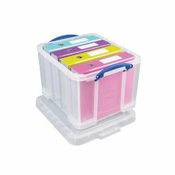 Really Useful Box® 32 Liter Snap Lid Storage Bin, Clear, 3/Pack (32LC-PK3C)