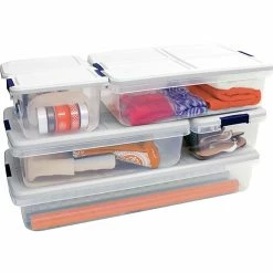 Hefty Storage Solutions 100 Quart, Latch Lid Storage Bin, Clear, 4/Case (7107) -ORGANIZTIONAL STORAGE Sales unnamed file 246