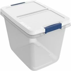 Hefty 29 Qt. Latch Lid Storage Tote, Clear/White, 6/Pack (7102-010000044)