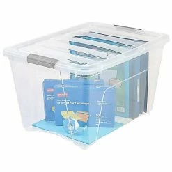 IRIS Stack & Pull 54 Qt. Latch Lid Storage Boxes, Clear, 6/Carton (100243-CT)