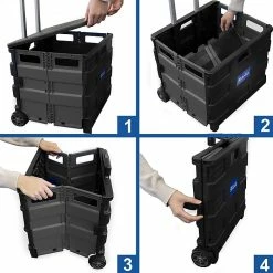 BAZIC 17.72"H X 17.24"W Assorted Materials Folding Cart On Wheels With Lid Cover, Gray/Black (BAZ2196) -ORGANIZTIONAL STORAGE Sales unnamed file 274