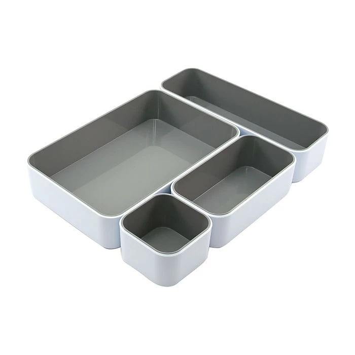 Fusion Stacking Bins, White/Gray, 4/Pack (37592) 5 Fusion Stacking Bins, White/Gray, 4/Pack (37592) - Image 3