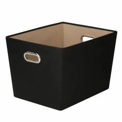 Honey-Can-Do Medium Decorative Storage Tote With Handles, Black (SFT-03073)
