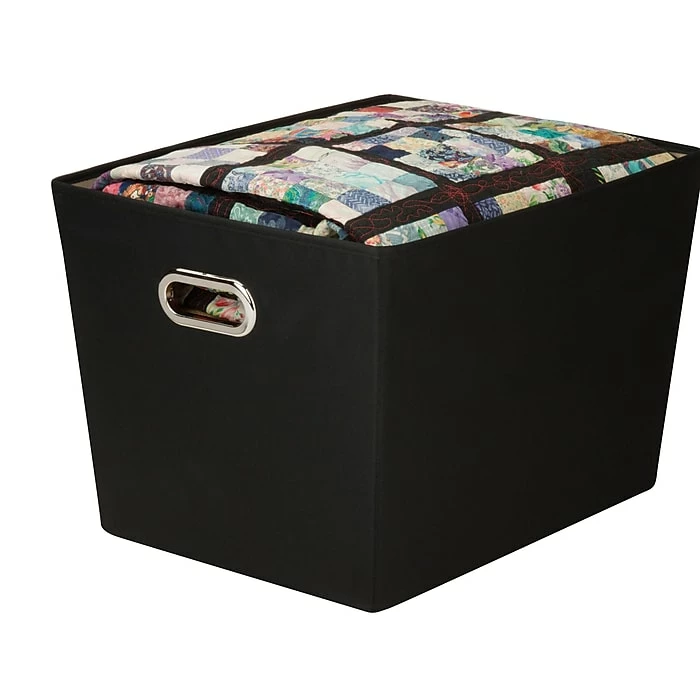 Honey-Can-Do Medium Decorative Storage Tote With Handles, Black (SFT-03073) 4 Honey-Can-Do Medium Decorative Storage Tote With Handles, Black (SFT-03073) - Image 2