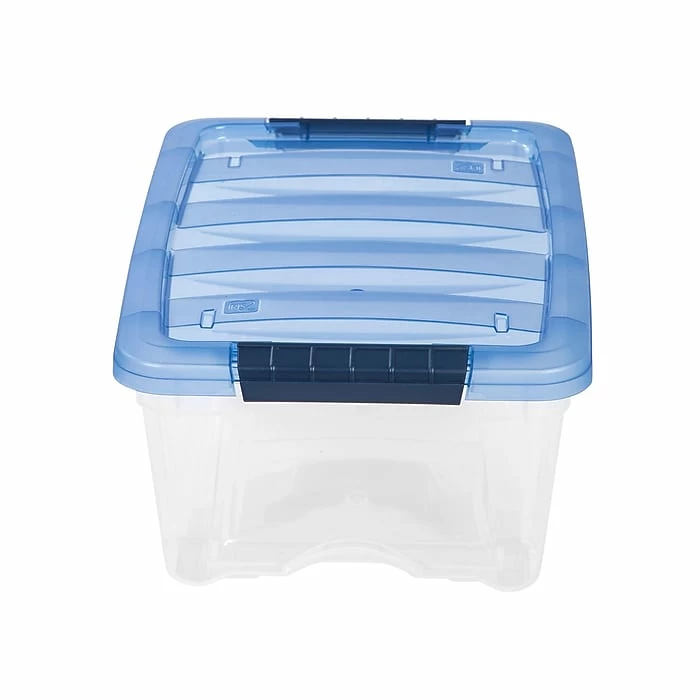 Iris Stack & Pull 12.9 Qt. Latch Lid Storage Bin, Navy/Clear (100306) 3 Iris Stack & Pull 12.9 Qt. Latch Lid Storage Bin, Navy/Clear (100306)