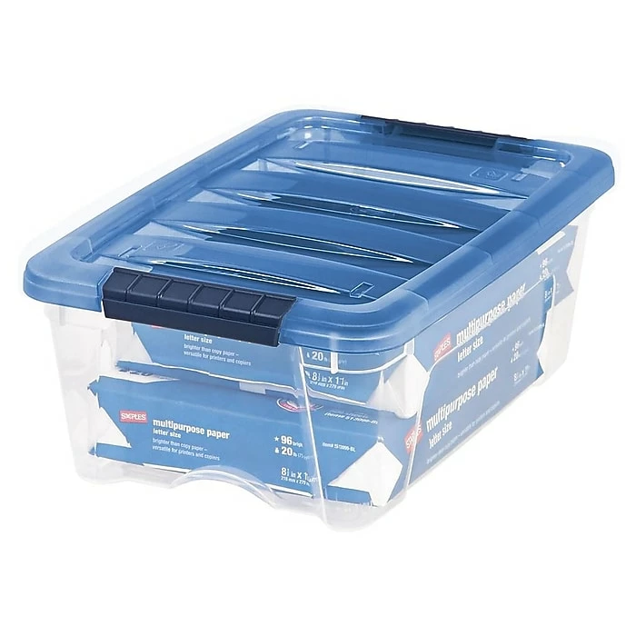 Iris Stack & Pull 12.9 Qt. Latch Lid Storage Bin, Navy/Clear (100306) 4 Iris Stack & Pull 12.9 Qt. Latch Lid Storage Bin, Navy/Clear (100306) - Image 2