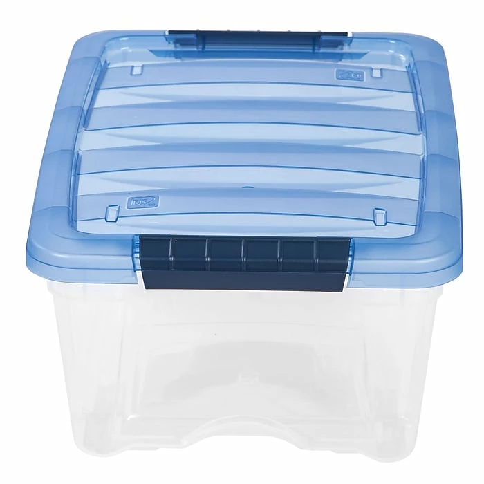 Iris Stack & Pull 12.9 Qt. Latch Lid Storage Bin, Navy/Clear (100306) 5 Iris Stack & Pull 12.9 Qt. Latch Lid Storage Bin, Navy/Clear (100306) - Image 3
