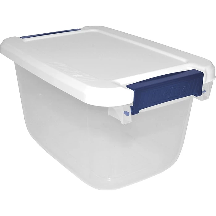 Hefty 6.5 Qt. Latch Lid Storage Tote, Clear/White, 8/Pack (7099-010000044) 3 Hefty 6.5 Qt. Latch Lid Storage Tote, Clear/White, 8/Pack (7099-010000044)