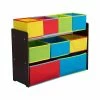 Delta Children Deluxe Multi-Bin Open Lid Toy Organizer With Storage Bins, Dark Chocolate/Yellow/Red/Green/Blue -ORGANIZTIONAL STORAGE Sales unnamed file 369