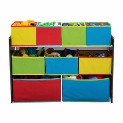 Delta Children Deluxe Multi-Bin Open Lid Toy Organizer With Storage Bins, Dark Chocolate/Yellow/Red/Green/Blue -ORGANIZTIONAL STORAGE Sales unnamed file 370