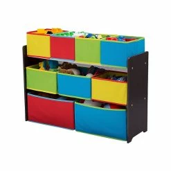 Delta Children Deluxe Multi-Bin Open Lid Toy Organizer With Storage Bins, Dark Chocolate/Yellow/Red/Green/Blue -ORGANIZTIONAL STORAGE Sales unnamed file 371