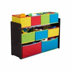 Delta Children Deluxe Multi-Bin Open Lid Toy Organizer With Storage Bins, Dark Chocolate/Yellow/Red/Green/Blue -ORGANIZTIONAL STORAGE Sales unnamed file 372