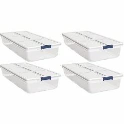 Hefty Storage Solutions 52 Quart Latch Lid Storage Bin, Clear, 4/Case (7104)