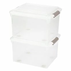 Iris 34 Qt. Latch Lid Stackable Storage Bin, Clear, 4 Pack (140012) -ORGANIZTIONAL STORAGE Sales unnamed file 383