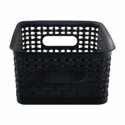 Advantus Small Weave Plastic Bin, Black, Each (36000)