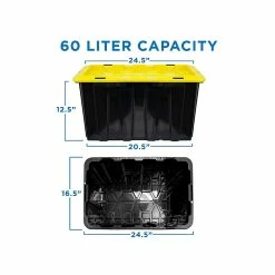 Mount-It! 63.4 Qt. Snap Lid Storage Bin, Black/Yellow, 3/Pack (WI-3001) -ORGANIZTIONAL STORAGE Sales unnamed file 405