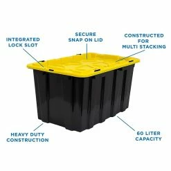 Mount-It! 63.4 Qt. Snap Lid Storage Bin, Black/Yellow, 3/Pack (WI-3001) -ORGANIZTIONAL STORAGE Sales unnamed file 407