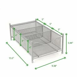 Mind Reader 3 Compartment Metal Mesh Storage Bin, Silver (CABASK-SIL) -ORGANIZTIONAL STORAGE Sales unnamed file 434