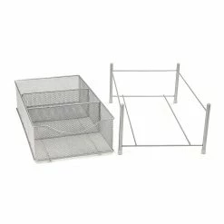 Mind Reader 3 Compartment Metal Mesh Storage Bin, Silver (CABASK-SIL) -ORGANIZTIONAL STORAGE Sales unnamed file 435